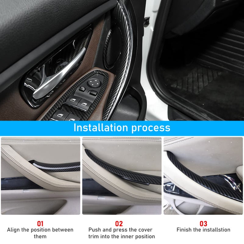 TTCR-II Compatible with BMW 3 Series F30 Door Handle Covers 4 Series, 2 Pcs Door Handle Wraps Fit BMW 328i 330i 335i F30/F31 2012-2018 and BMW 428i Door Handle 435i F32 2014-2017 (Not Real Carbon) - Image 3